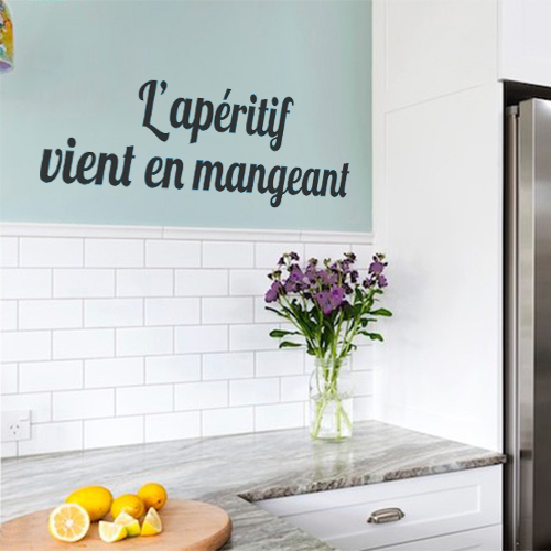 Sticker pour mur de cuisine décoration citation apéritif