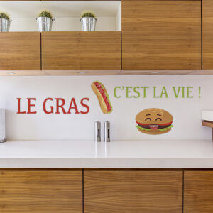 Sticker deco cuisine moderne "le gras c'est la vie"