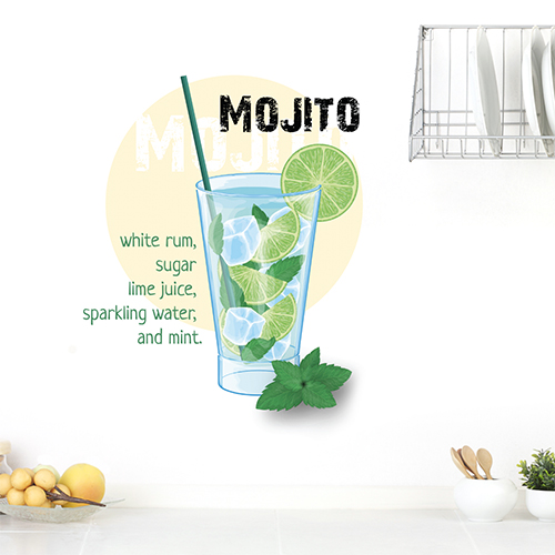 Autocollant mural recette du mojito