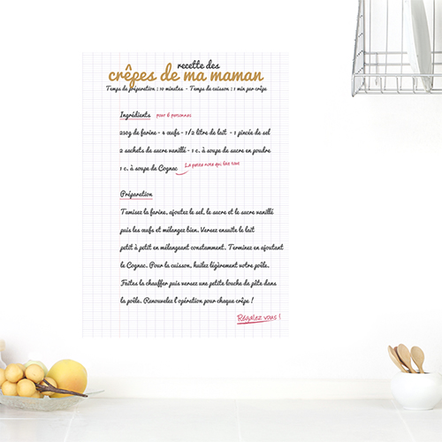 Autocollant mur de cuisine recette chandeleur