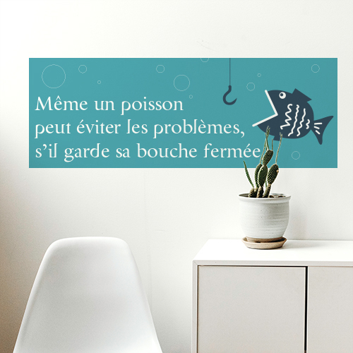 Sticker adhésif pour décoration de salle à manger poisson bleu