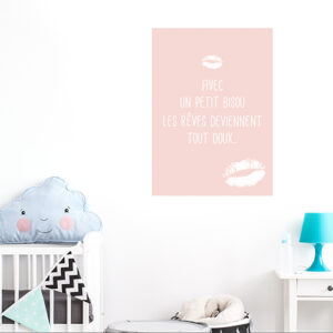 Adhésif affiche texte sticker bisous pour decoration de chambre d'enfant