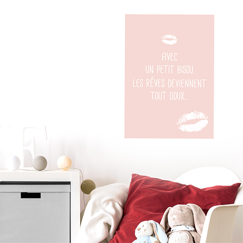 Autocollant pour chambre d'enfant déco affiche bisous