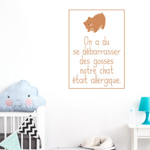 Adhésif déco enfant et chat orange amusante chambre d'enfant