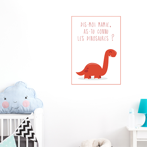 Sticker autocollant Dino Bleu pour enfants mis en ambiance dans une chambre pour bébé