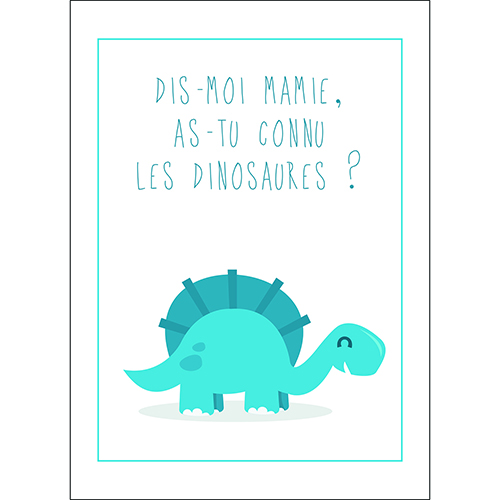 Sticker autocollant décoration d'intérieur dinosaure bleu pour chambre enfant citation texte