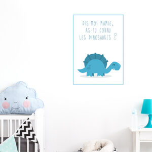 Autocollant citation dinosaure bleu pour décoration de chambre enfant