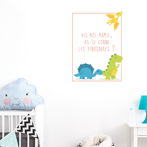 Autocollant citation texte déco multicouleurs dinosaure pour chambre d'enfant