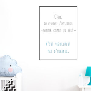 Autocollant affiche adhésive "dormir comme un bébé" pour déco chambre d'enfant