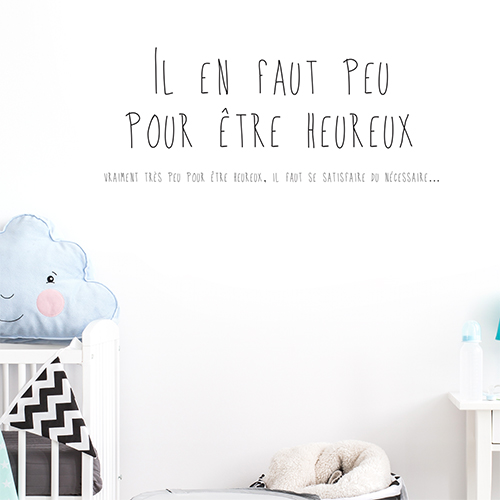 Autocollant pour chambre d'enfant citation sur le bonheur noir