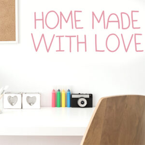 Autocollant "home made with love" pour décoration de bureau citation rose