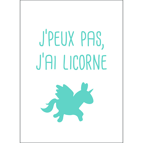 Sticker autocollant decoration d'intérieur licorne bleu pour chambre d'enfant