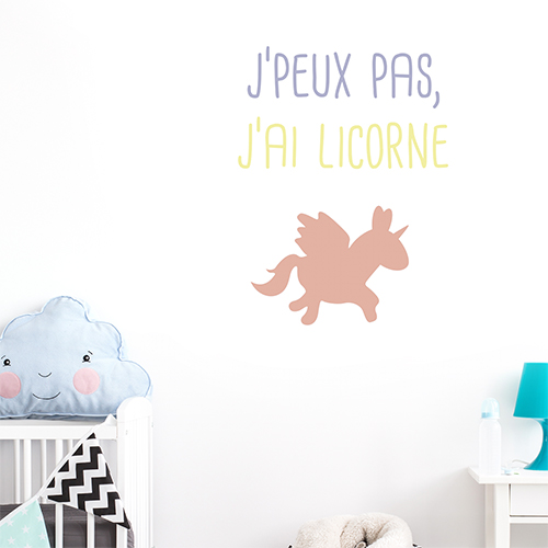 Autocollant pour chambre d'enfant deco licorne muticouleurs