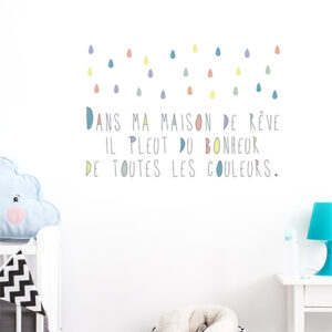 Autocollant multicouleurs pour déco de chambre d'enfant citation "dans ma maison"