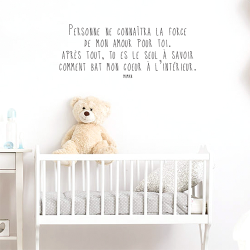 Autocollant décoration chambre d'enfant citation sur la force de l'amour