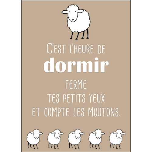 Sticker autocollant décoration mural citation beige pour enfant 