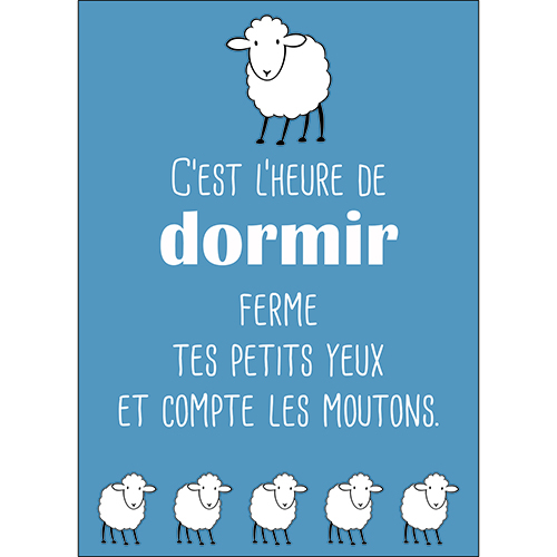 Sticker adhésif citation bleu pour enfant 