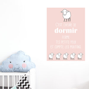 Autocollant "c'est l'heure de dormir" citation rose pâle décoration de chambre d'enfant