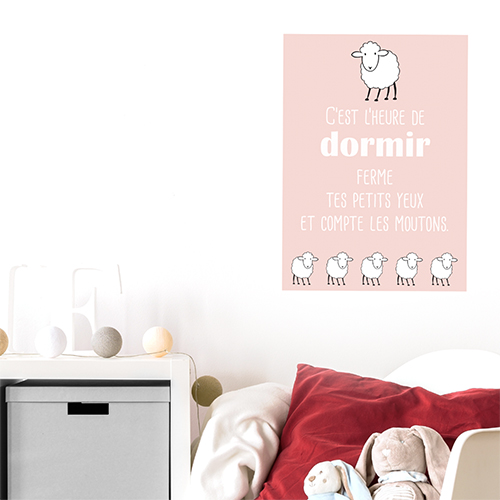 Adhésif décoration chambre d'enfant rose pâle citation 