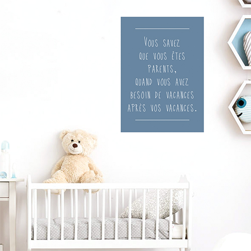 Adhésif citation les enfant et les vacances bleu pour décoration de chambre de bébé