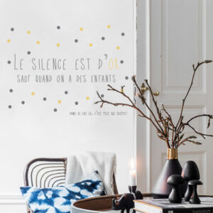 AUtocollant "le silence est d'or..." pour chambre d'enfant