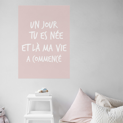 Adhésif pour decoration murale de chambre d'enfant citation amour rose