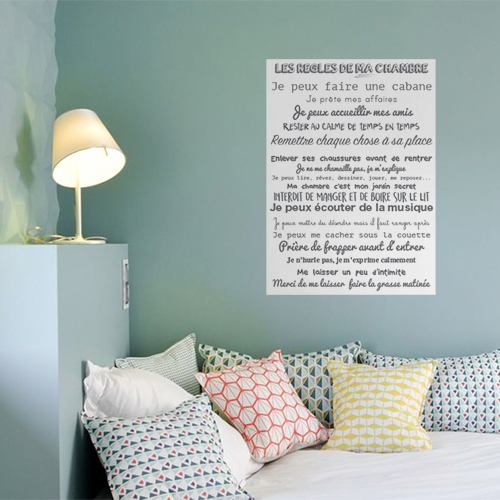 Sticker adhésif bleu foncé pour salon cooconing citation decoration sur l'amour