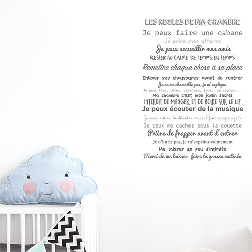 Sticker mural Les règles de ma chambre citation pour bébé