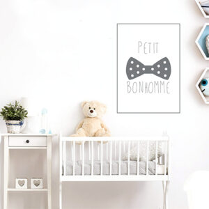 Adhésif affiche petit bohomme gris pour décoration de chambre d'enfant