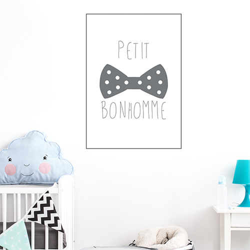 Autocollant décoration citation petit bonhomme gris pour chambre d'enfant