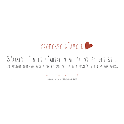 Sticker autocollant promesse d'amour décoration murale texte pour intérieur