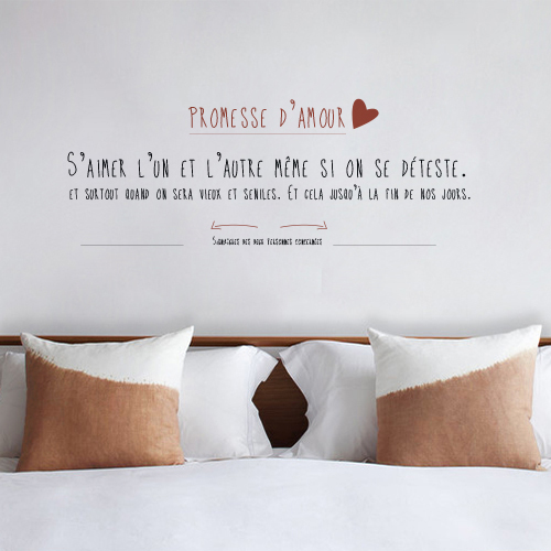 Autocollant citation promesse d'amour décoration murale de chambre d'adulte