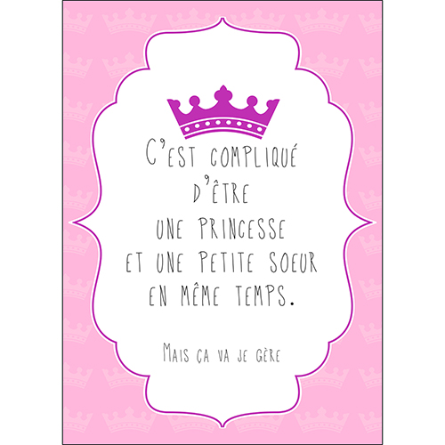 Sticker adhésif citation princesse et petite soeur deco chambre d'enfant