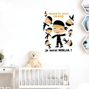 Sticker pour chambre enfant ninja affiche décorative pour mur