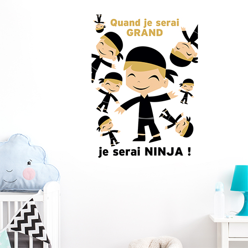 Autocollant affiche adhésive pour chambre d'enfant décoration murale ninja