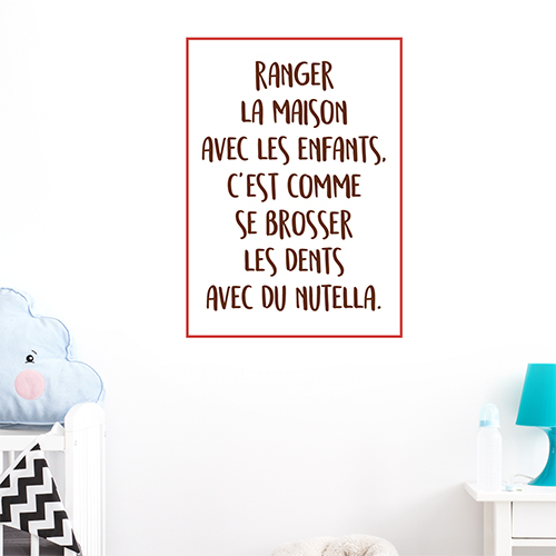 Adhésif déco chambre d'enfant citation nutella pour mur blanc