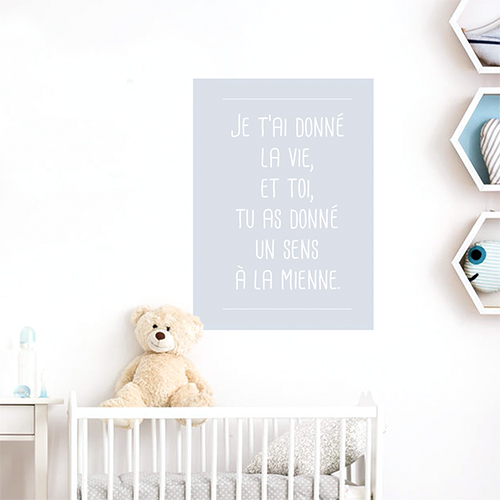 Adhésif citation amour affiche adhésive grise pour deco de chambre de bébé