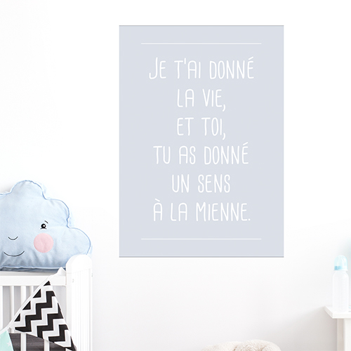 Autocollant décoration chambre d'enfant citation amour gris