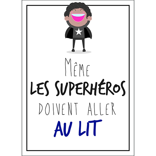 Sticker adhésif superhéros pour déco chambre d'enfant citation 