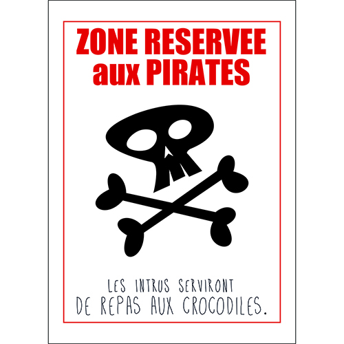 Sticker adhésif citation pirates pour deco mural de chambre d'enfant