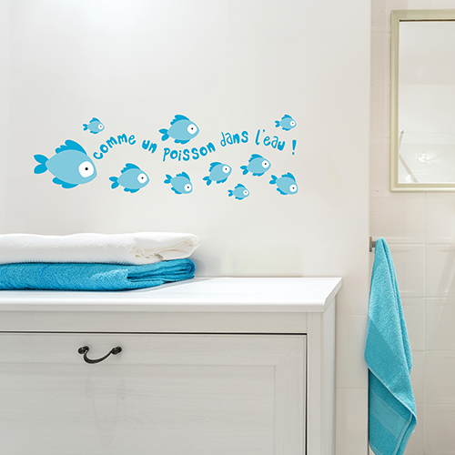 Sticker autocollant Comme un poisson dans une salle de bain