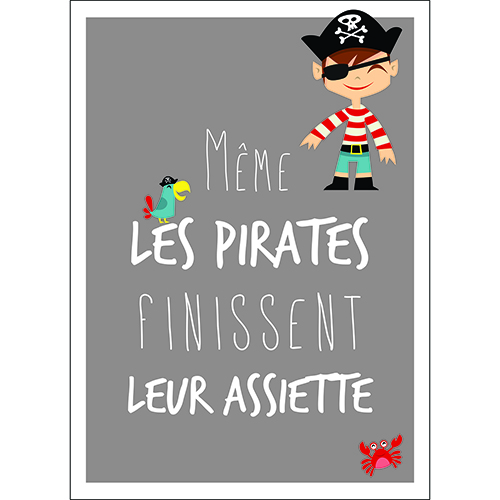 Sticker citation pirates adhésif pour décoration mural gris de cuisine ou salle à manger