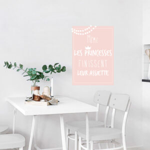 Sticker citation affiche adhésive princesse rose pâle pour salle à manger