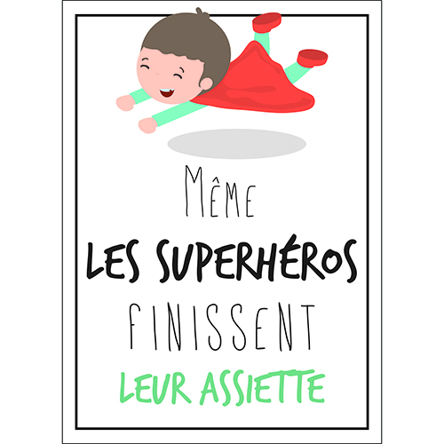 Sticker adhésif blanc pour déco de cuisine et salle à manger citation superhéos