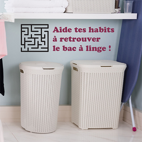 Adhésif rangement du linge dans le bac à linge jeu pour enfants décoration buanderie