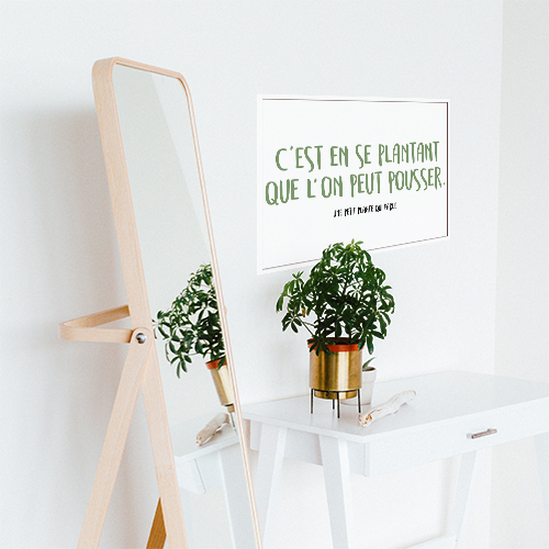 Autocollant déco pour bureau blanc citation humoristique sur les plantes