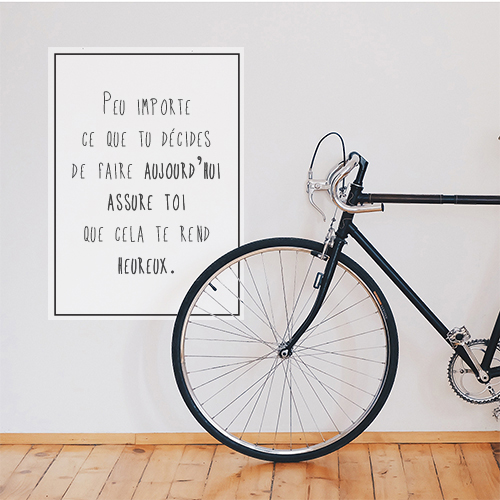 Sticker mural Peu importe avec un vélo dans un salon