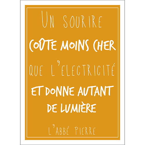 Sticker autocollant déco intérieur citation abbé pierre sourire