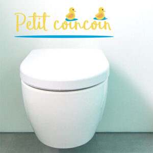 Autocollant fantaisie jaune avec des petits canards pour enfants pour déco toilette