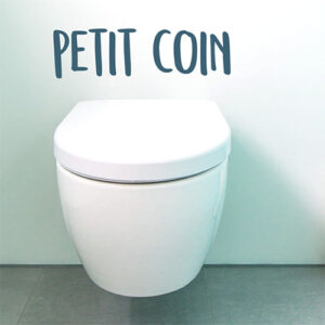 Autocollant déco pour toilette citation "petit coin" bleu foncé